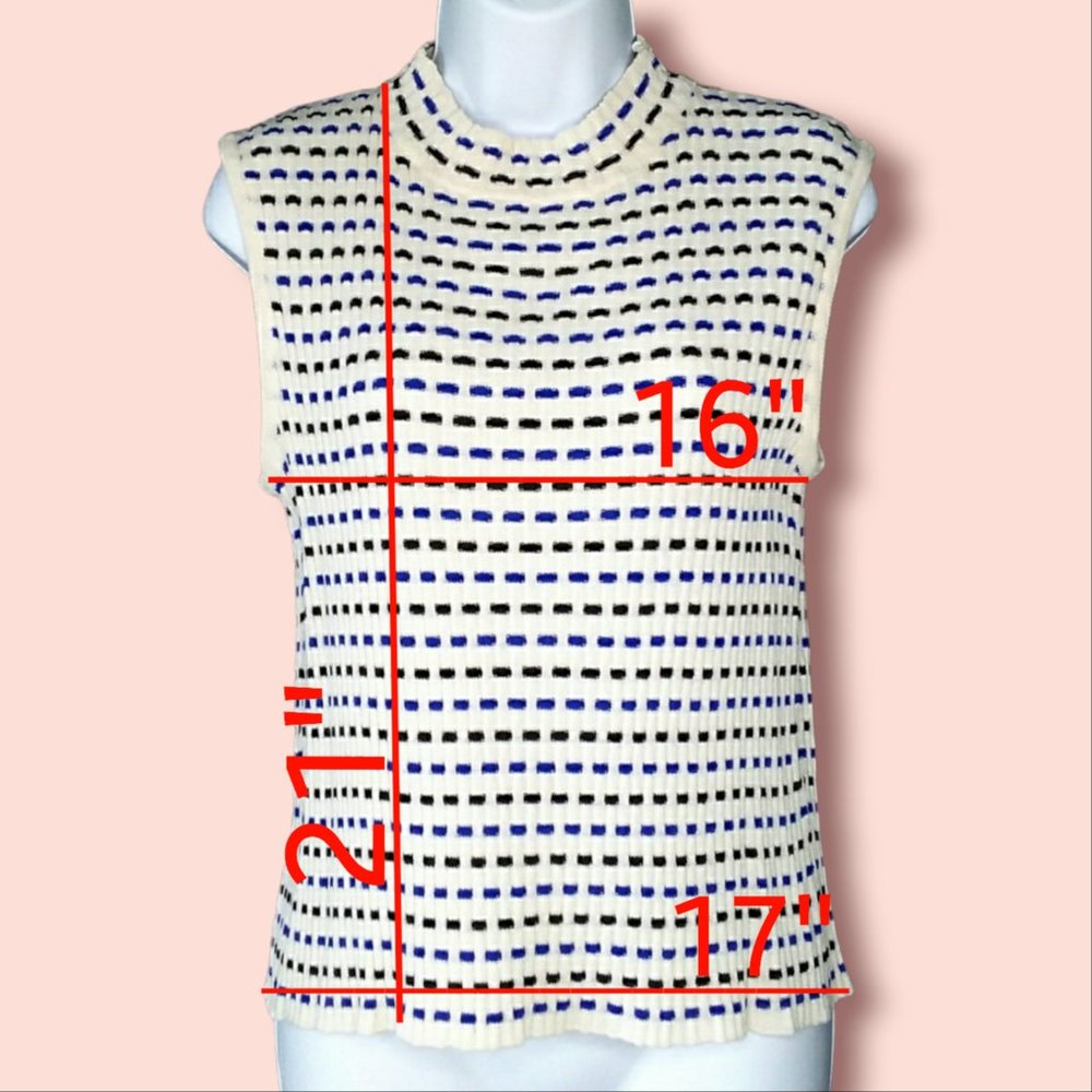 Vintage 90's St. John Mock Neck Top Size Large Ribbed Knit Woven Pattern - Picture 10 of 12